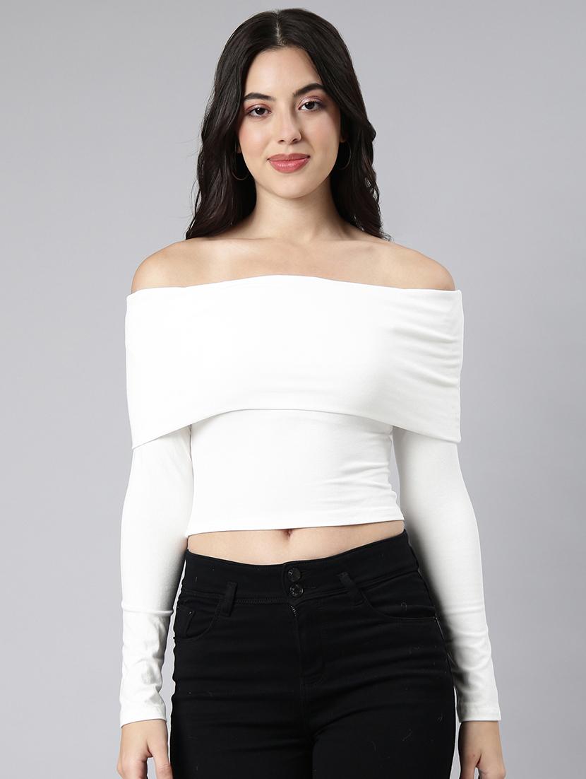 off white cotton blend regular top - 21023802 - Zoom Image - 0