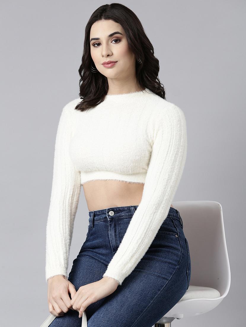 cream acrylic crop top - 21023818 - Standard Image - 3