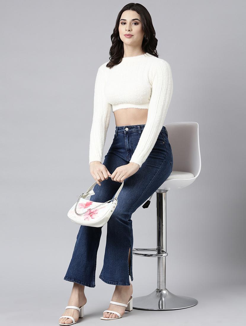 cream acrylic crop top - 21023818 - Standard Image - 5