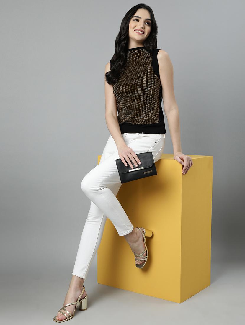 black cotton blend regular top - 21023823 - Standard Image - 5