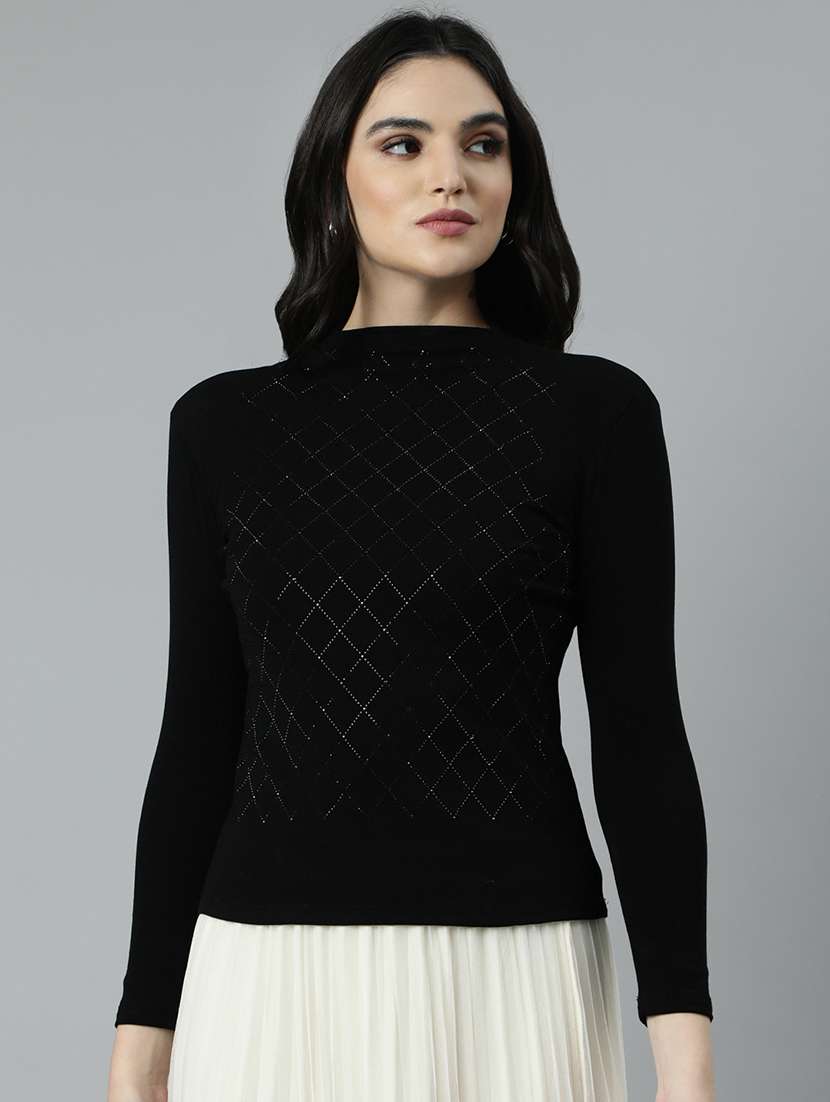 women black embellished long sleeves top