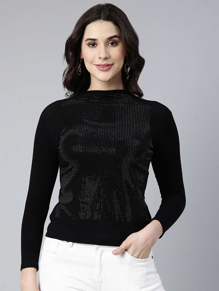 women black embellished long sleeves top
