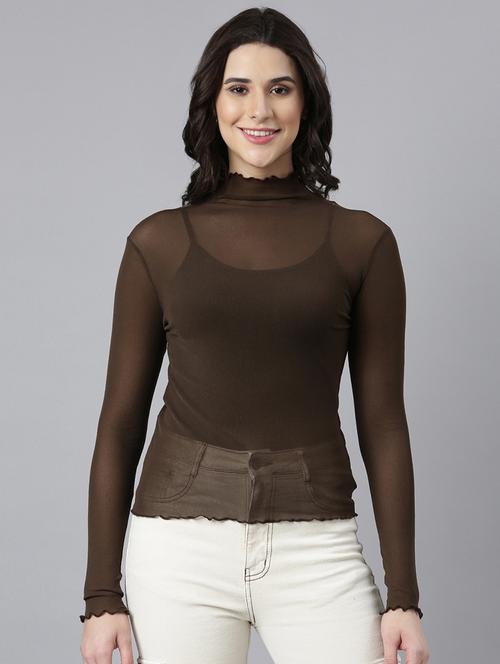 olive net regular top - 21023842 - Standard Image - 0