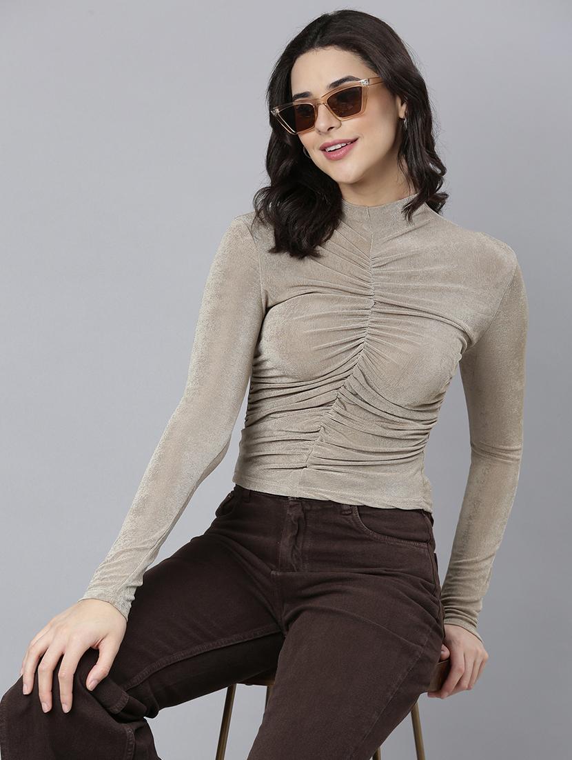 beige lycra regular top - 21023844 - Standard Image - 3