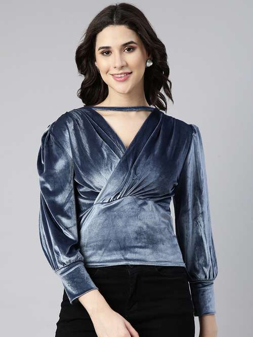 blue velvet regular top - 21023845 -  Standard Image - 0