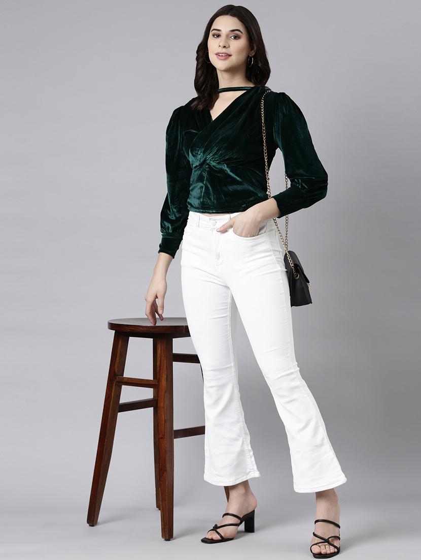 women green solids long sleeves top - 21023846 - Standard Image - 5