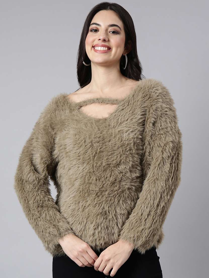 women green solids long sleeves top - 21023880 - Zoom Image - 0