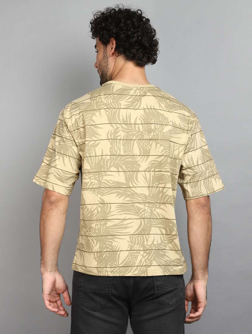 men beige all over printed t-shirt - 21023928 -  Standard Image - 3