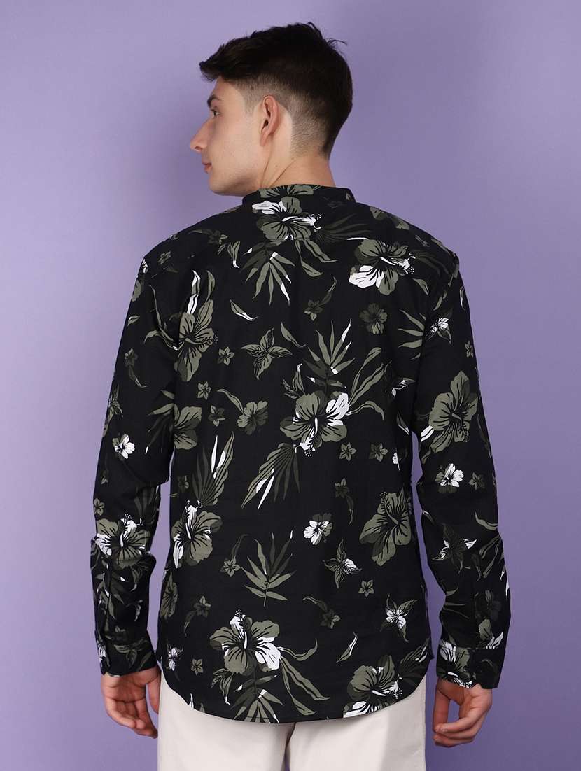 men floral print long sleeves short kurta - 21023952 -  Standard Image - 3