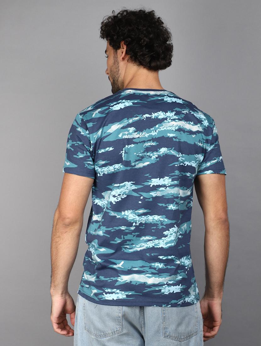 men navy blue printed casual t-shirt - 21023958 - Standard Image - 3