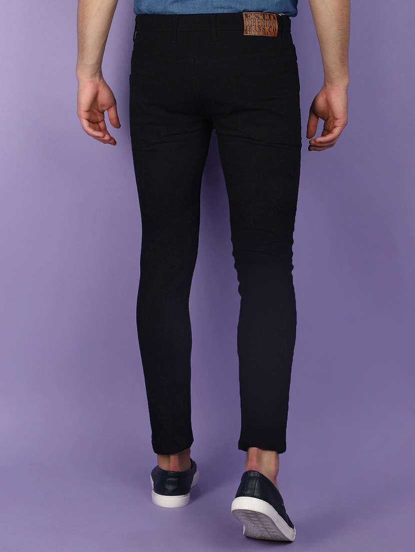 men solid black slim fit jeans - 21023984 -  Standard Image - 3