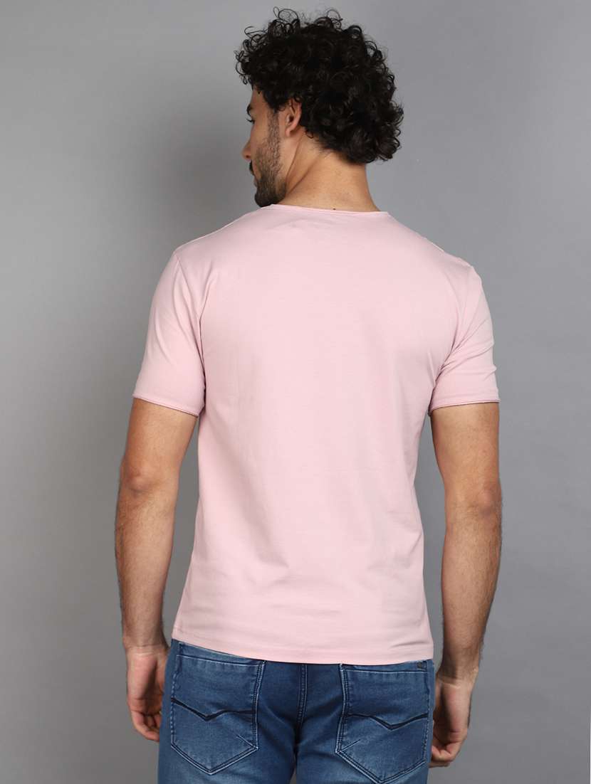 men solid pink casual t-shirt - 21023988 -  Standard Image - 3