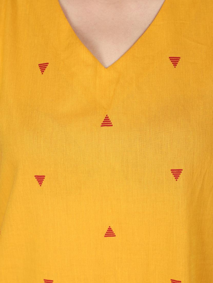 women yellow cotton straight kurta - 21024415 - Standard Image - 5