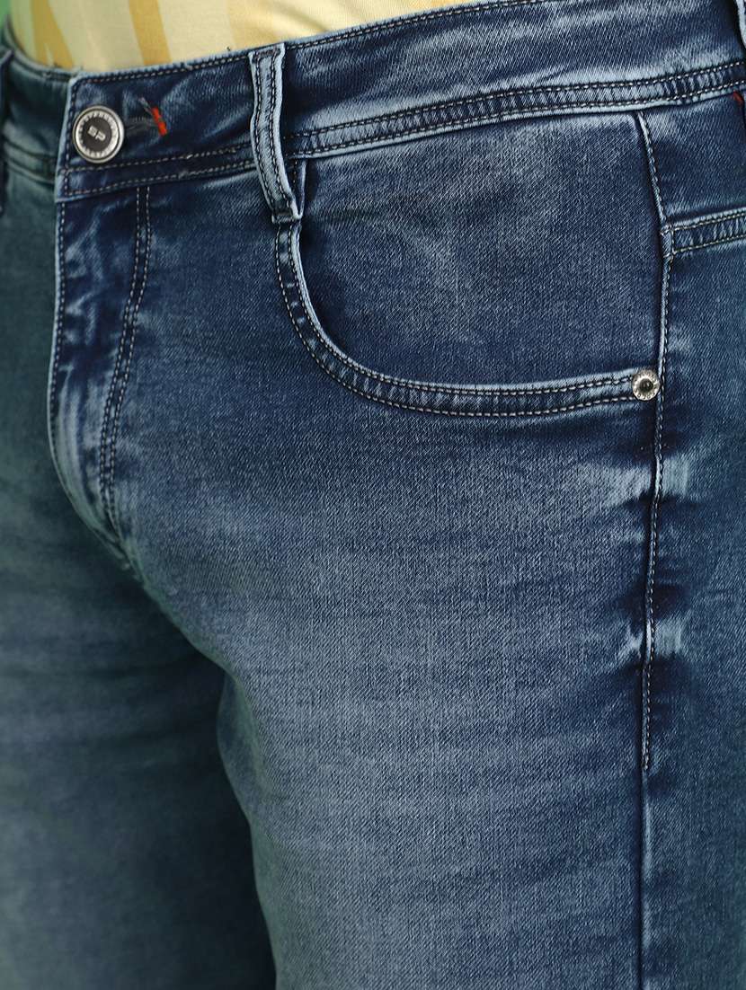 men solid blue slim fit jeans - 21024429 -  Standard Image - 5