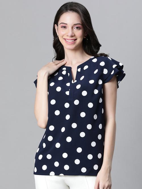 navy blue printed regular top - 21024598 -  Standard Image - 0