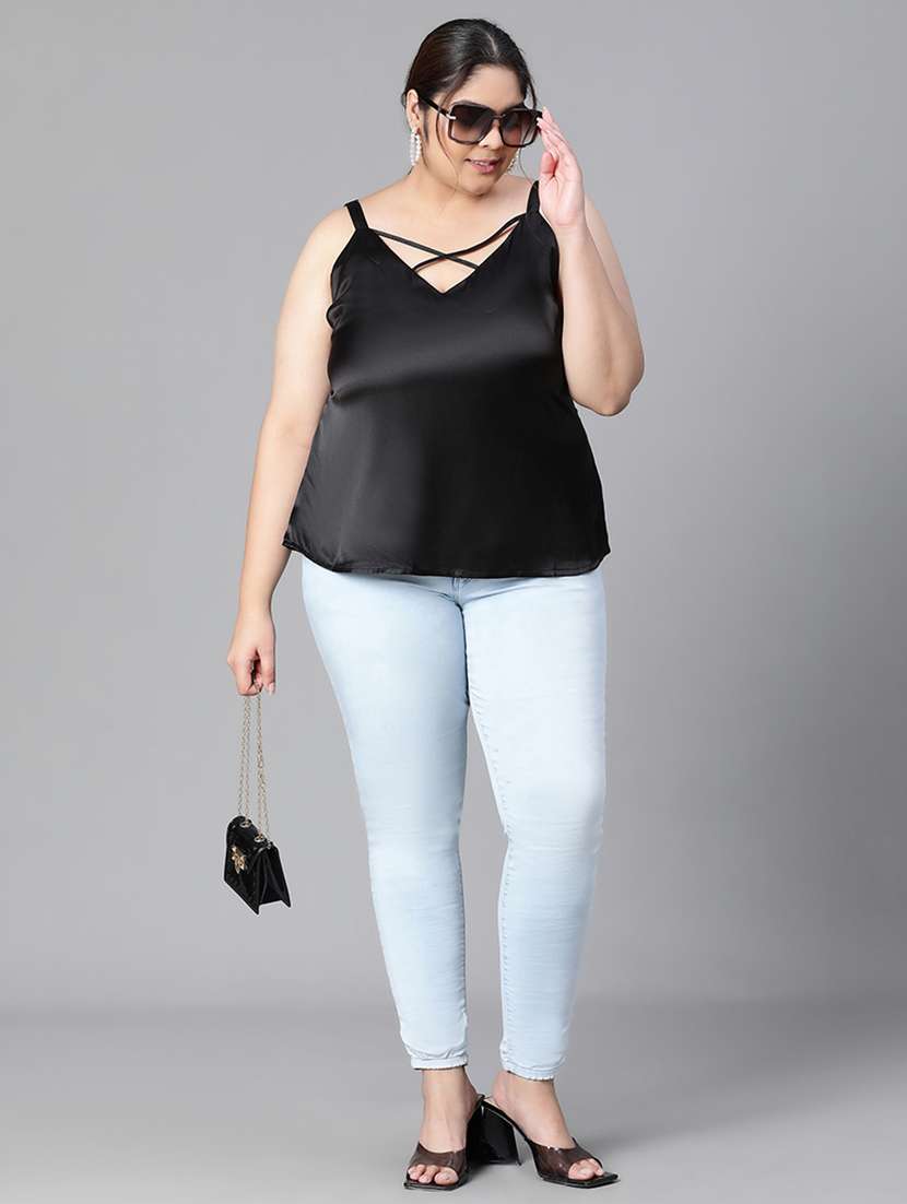 black polyester cami top - 21024601 -  Standard Image - 5