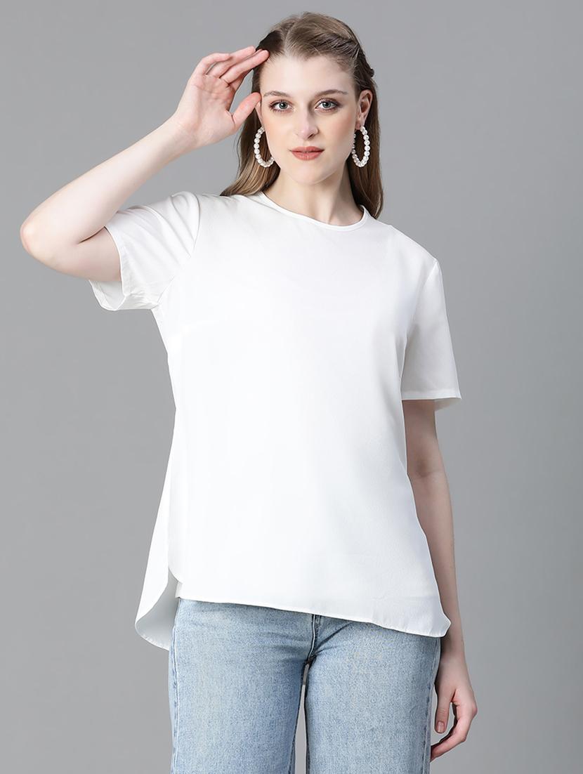 white polyester plain top - 21024603 - Zoom Image - 0