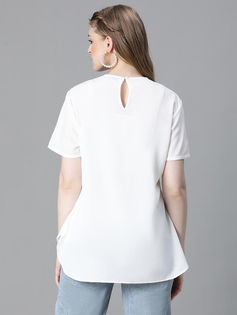 white polyester plain top - 21024603 - Standard Image - 3
