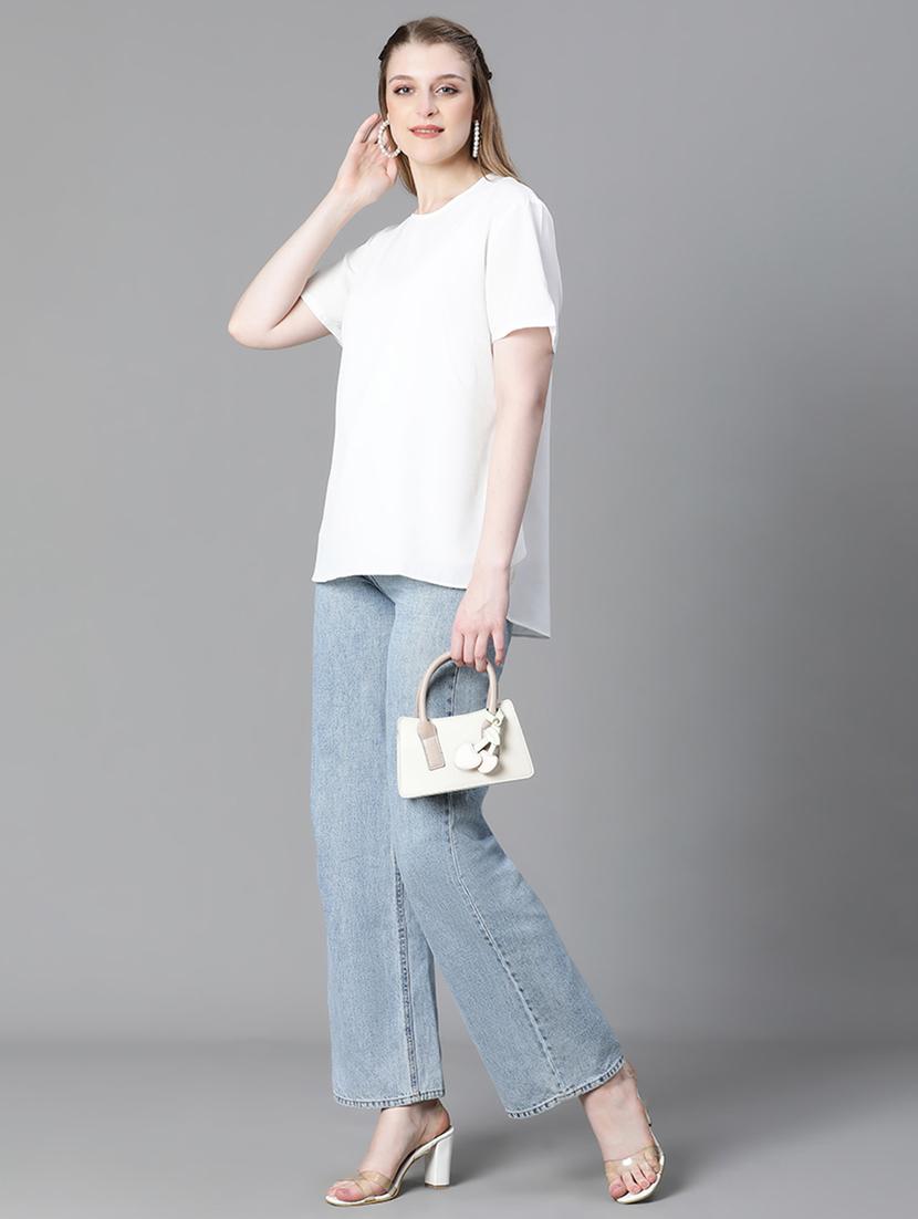 white polyester plain top - 21024603 - Standard Image - 5