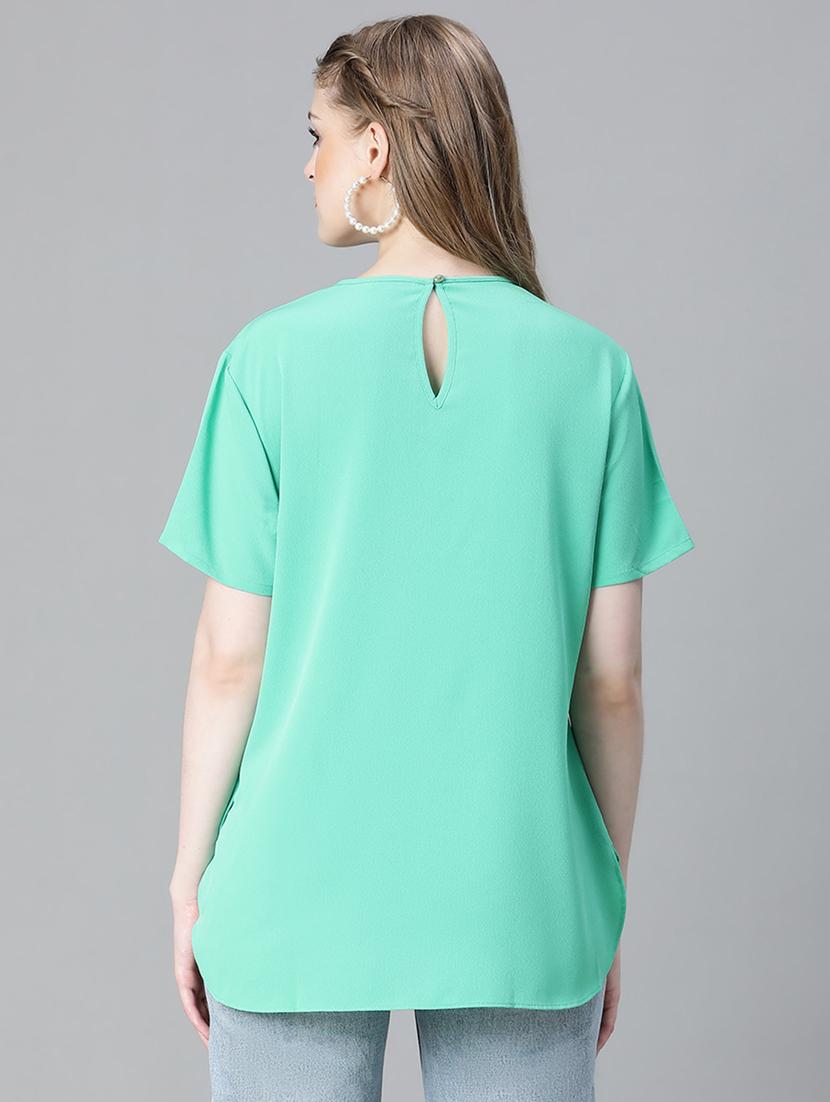 green polyester plain top - 21024604 - Standard Image - 3