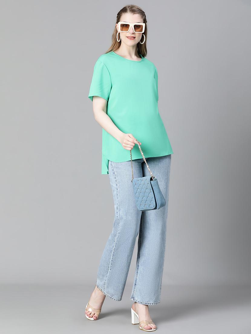 green polyester plain top - 21024604 - Standard Image - 5