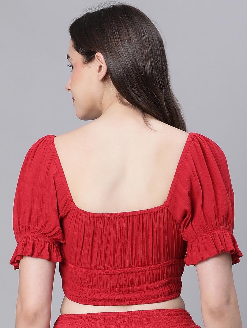 red viscose crop top - 21024605 - Standard Image - 3