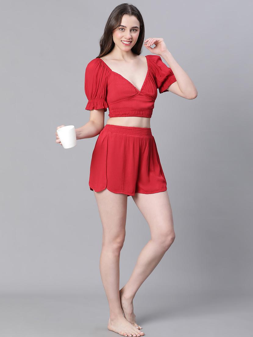red viscose crop top - 21024605 - Standard Image - 5