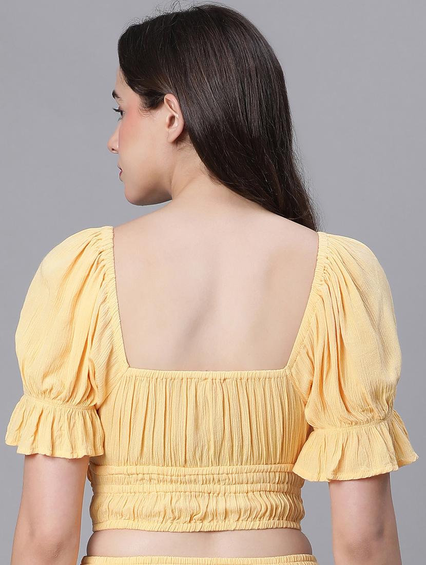 yellow viscose crop top - 21024606 - Standard Image - 3
