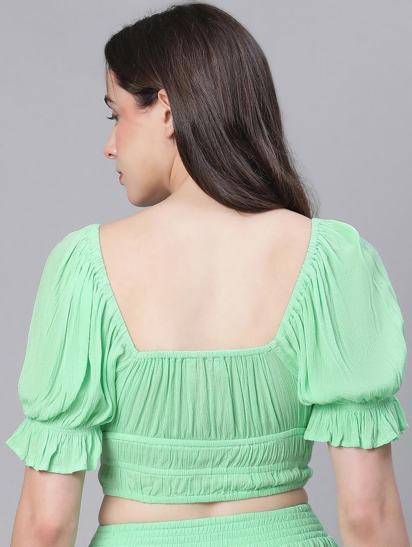 green viscose crop top - 21024607 - Standard Image - 3
