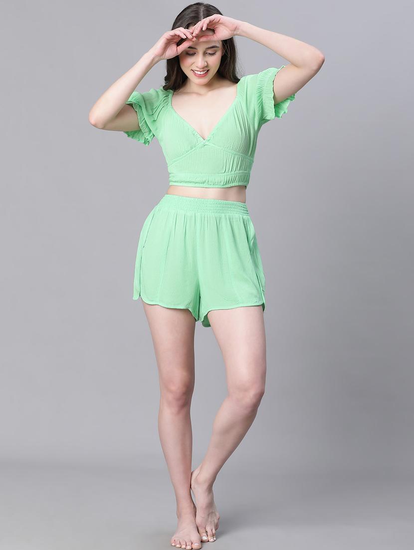 green viscose crop top - 21024607 - Standard Image - 5