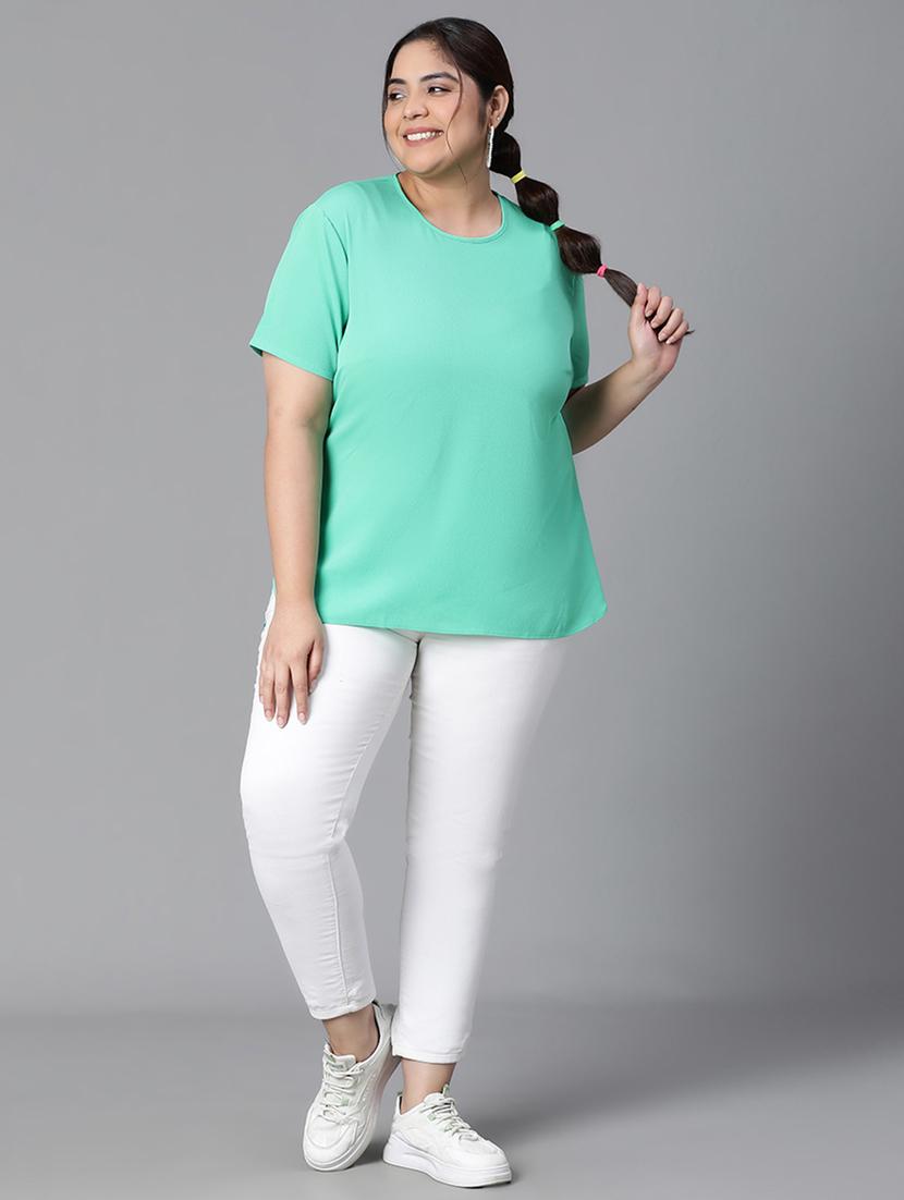 plus size women solid short sleeves top - 21024629 - Standard Image - 3