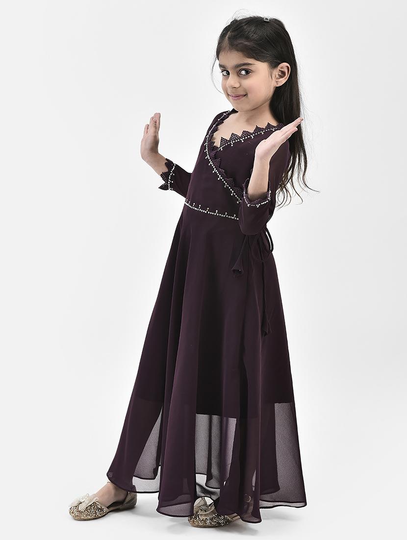 solid purple detailed frock - 21024657 - Zoom Image - 0