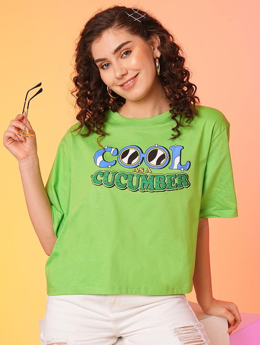green cotton chest print t-shirt - 21025290 - Zoom Image - 0
