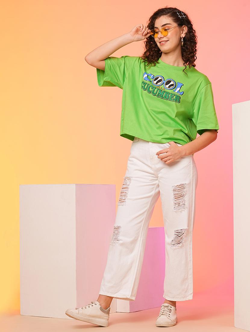 green cotton chest print t-shirt - 21025290 - Standard Image - 3