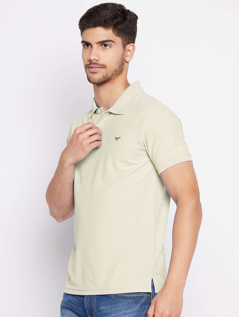 beige solid polo t-shirt