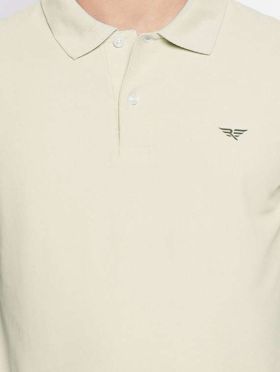 beige solid polo t-shirt - 21025336 -  Standard Image - 3