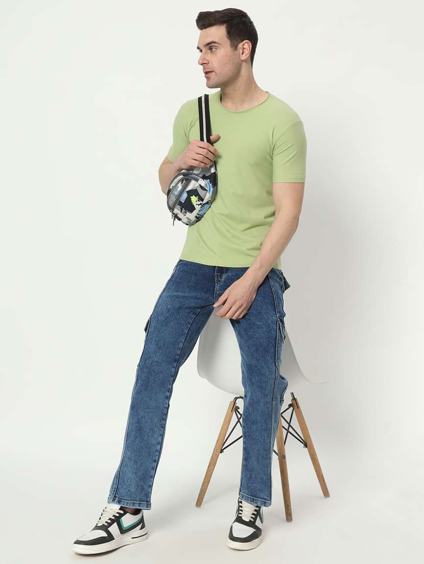 men mid rise plain denim jeans - 21025347 -  Standard Image - 3