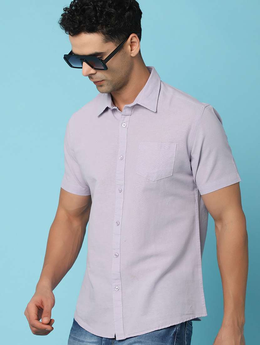 men solid collared casual shirt - 21025395 -  Standard Image - 3