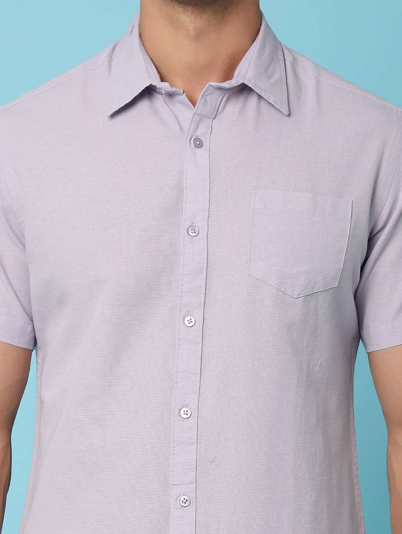 men solid collared casual shirt - 21025395 -  Standard Image - 5