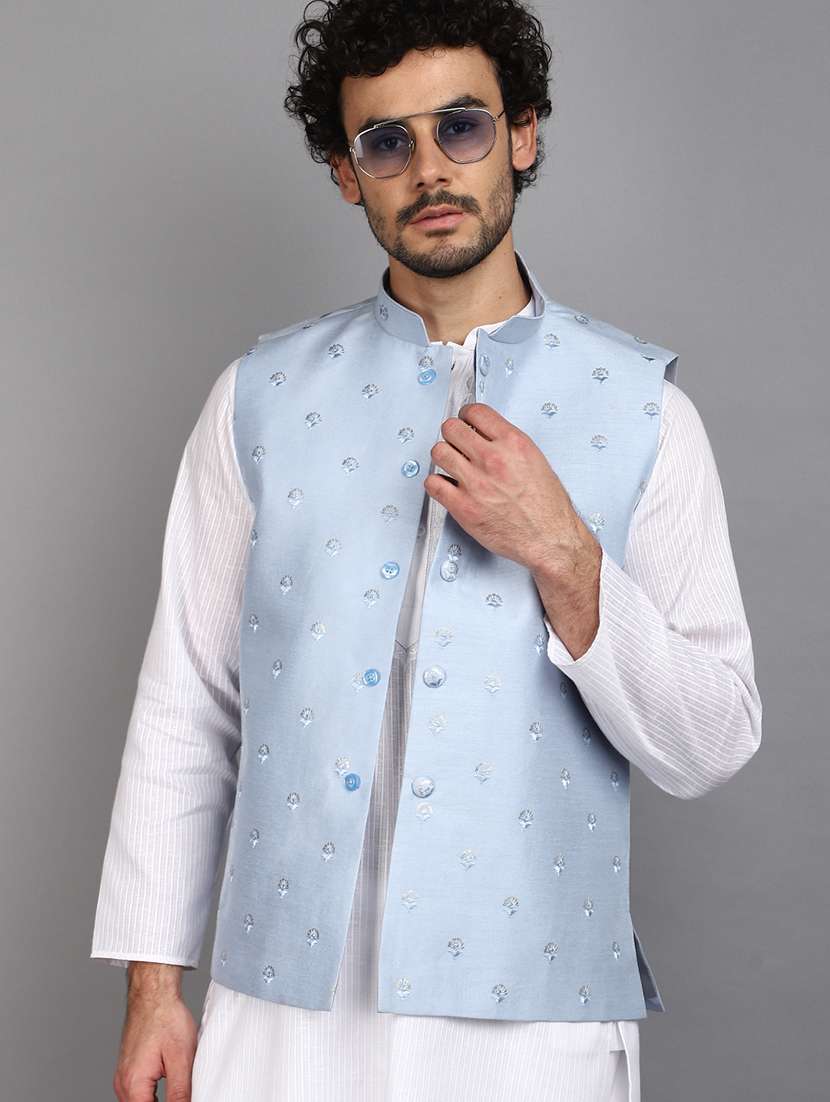 men mandarin neck nehru jacket - 21025402 -  Standard Image - 3