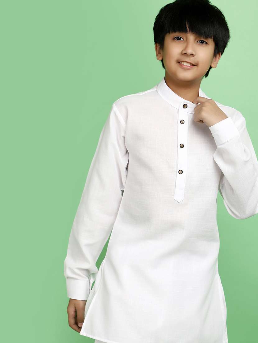 boys mandarin neck solid kurta pyjama set - 21025493 -  Standard Image - 3