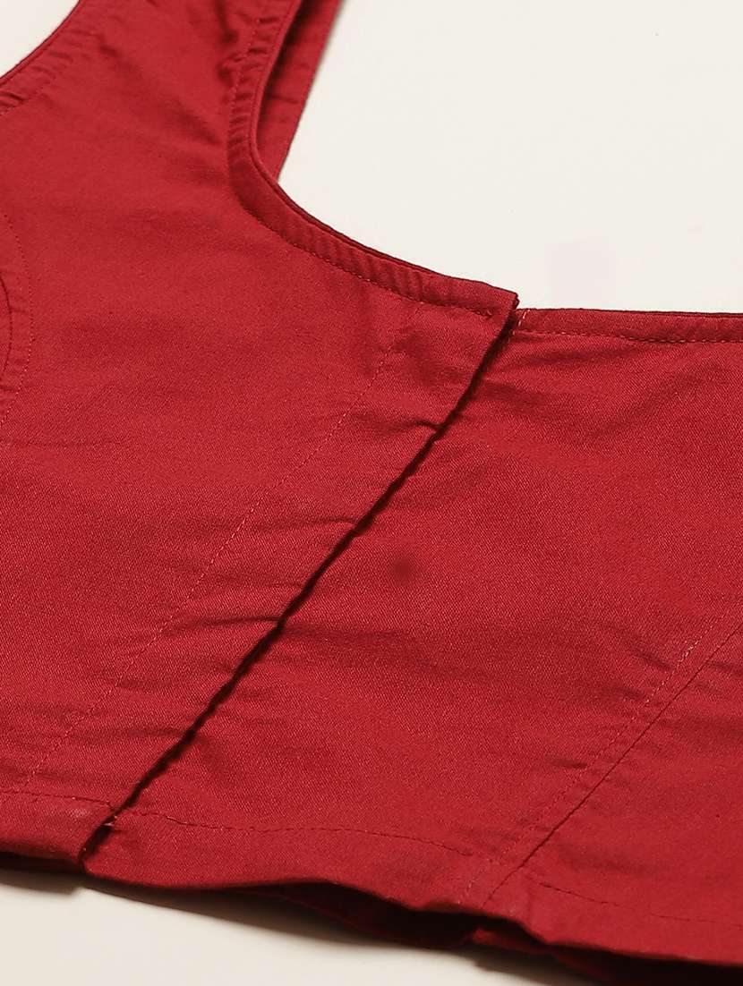 Solid Maroon Cotton Blouse - 21026544 -  Standard Image - 3