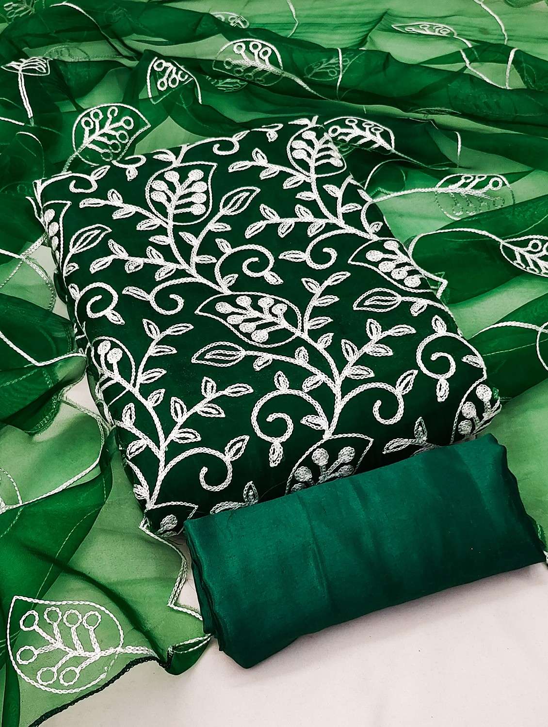 women embroidered semi-stitched suit set