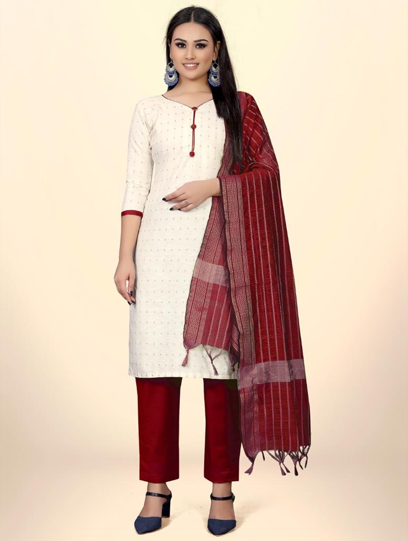 women self design semi-stitched suit set