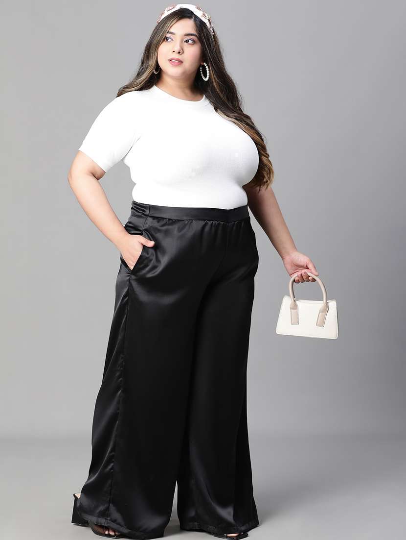 solid black plus size flat front trouser - 21026994 -  Standard Image - 5