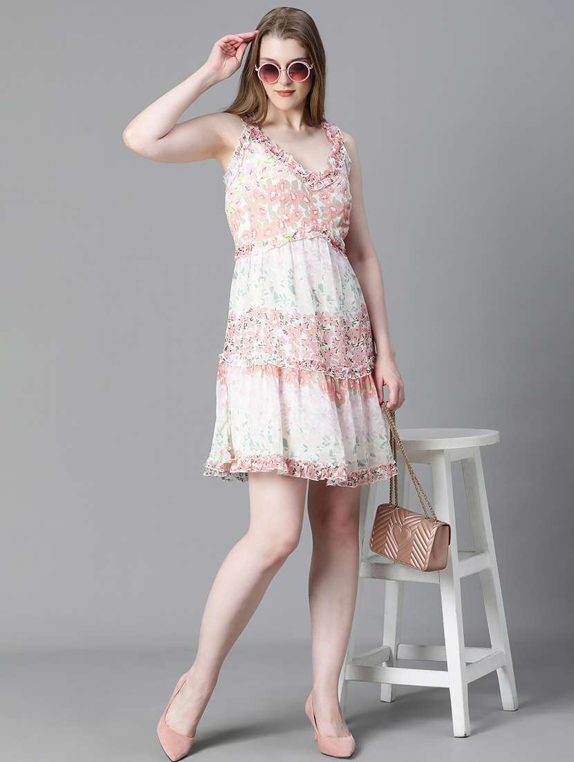 multi colored polyester aline dress - 21027002 -  Standard Image - 5
