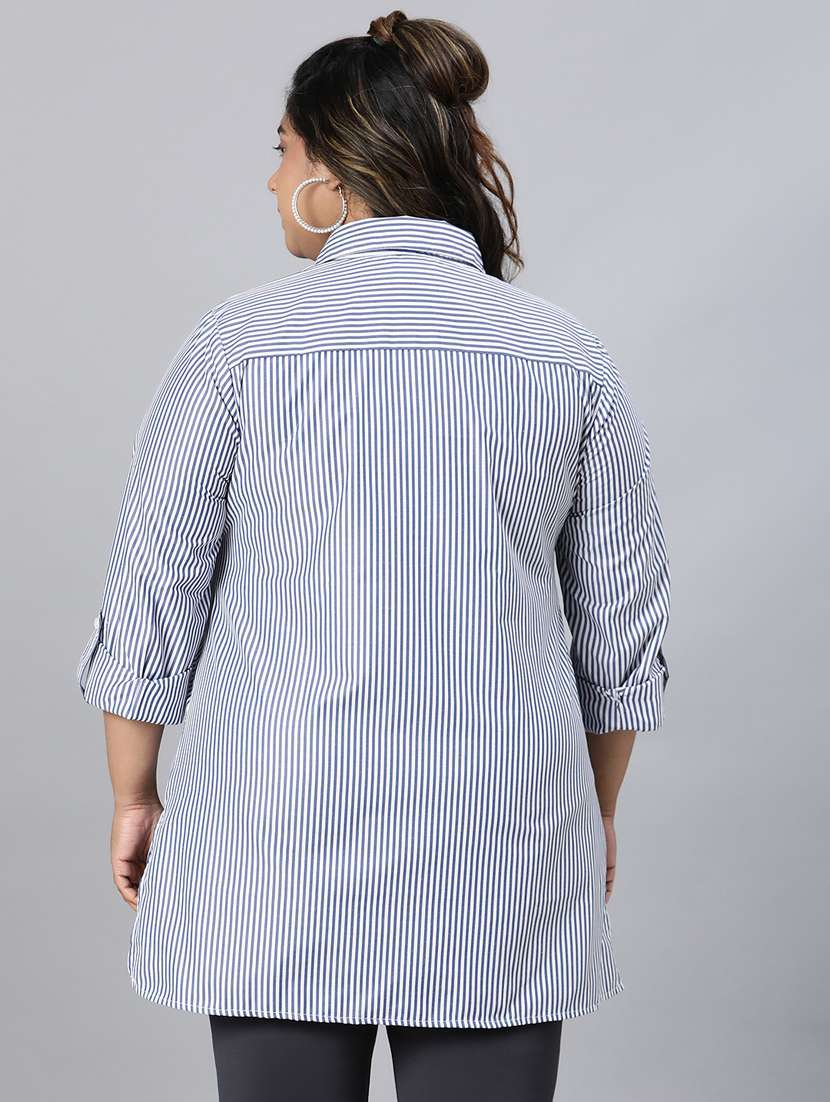 plus size striped long sleeves shirt - 21027022 -  Standard Image - 3