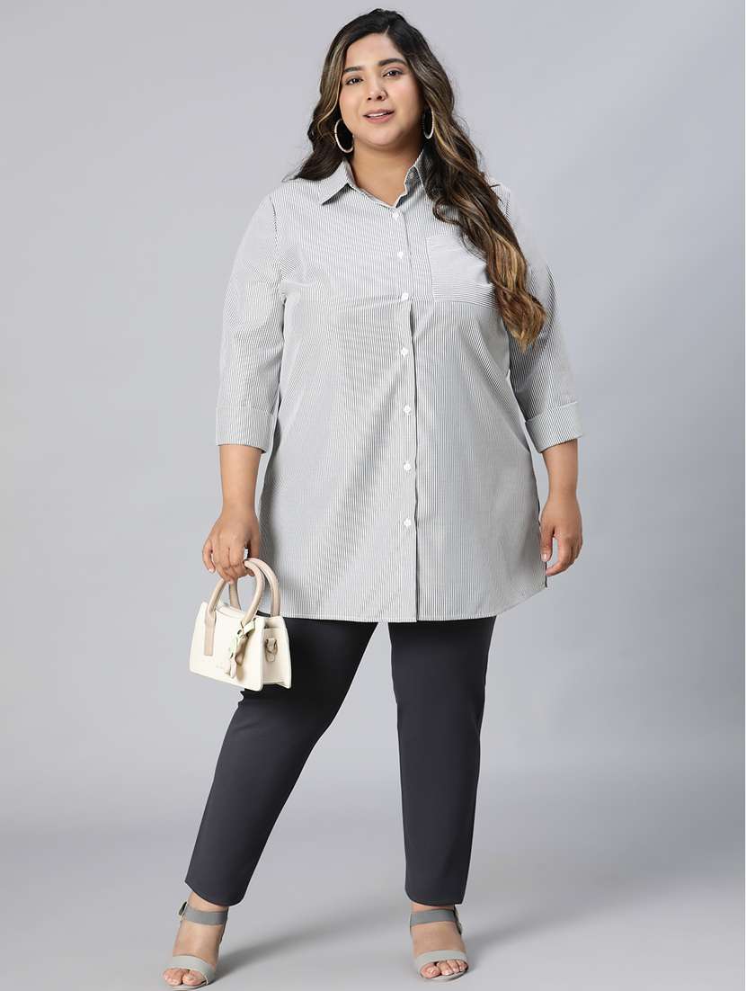 black cotton plus shirt - 21027023 - Standard Image - 5