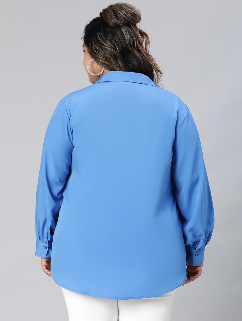 blue polyester plus shirt - 21027028 - Standard Image - 3