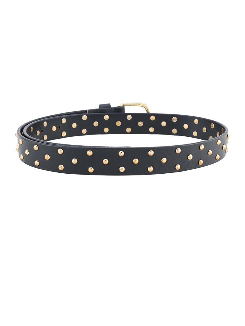 leather golden studded belt for women - 21027036 - Standard Image - 3